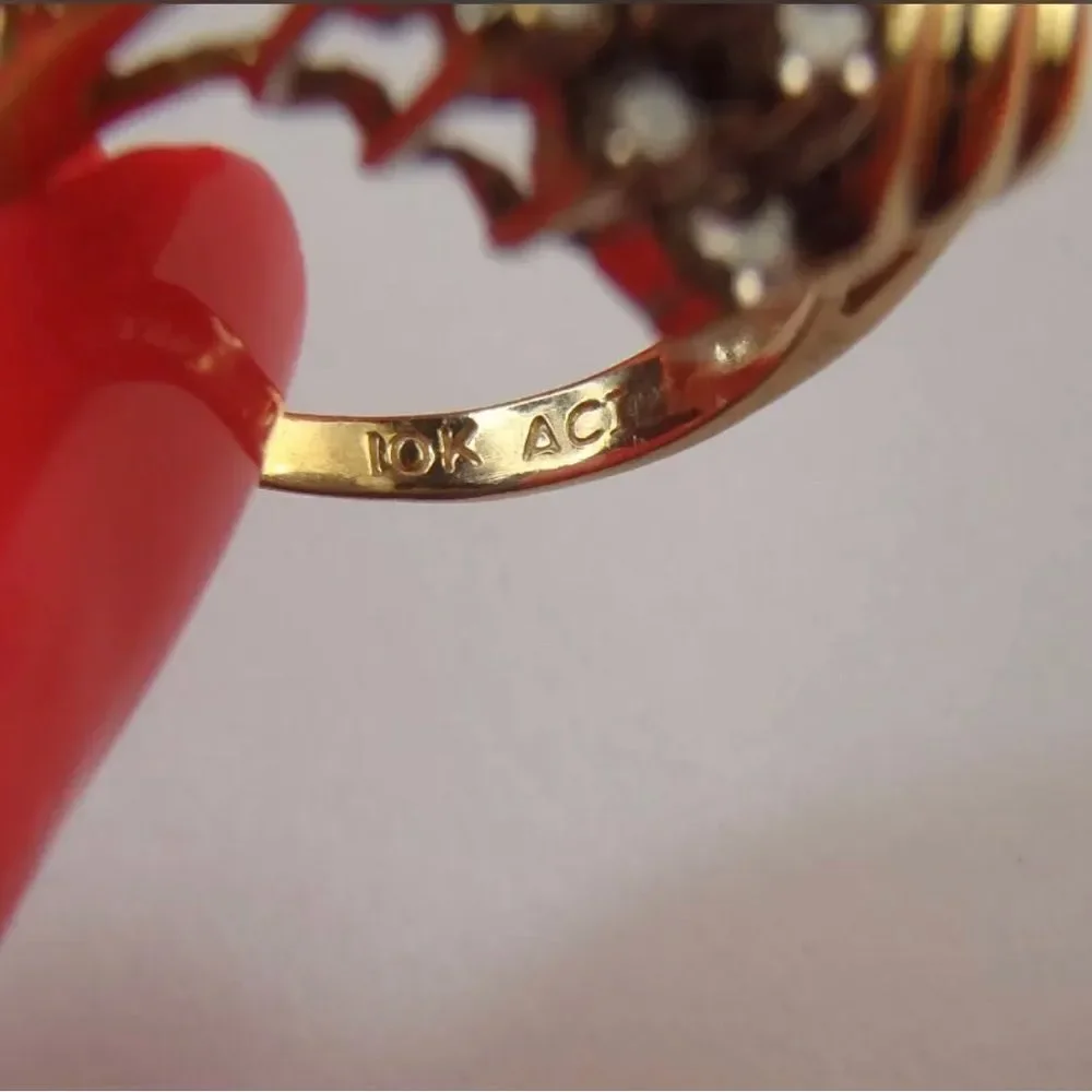 ESTATE 10k YG Waterfall Ring 21 Diamonds 1/4CtTw 3.7 Gr Sz 6